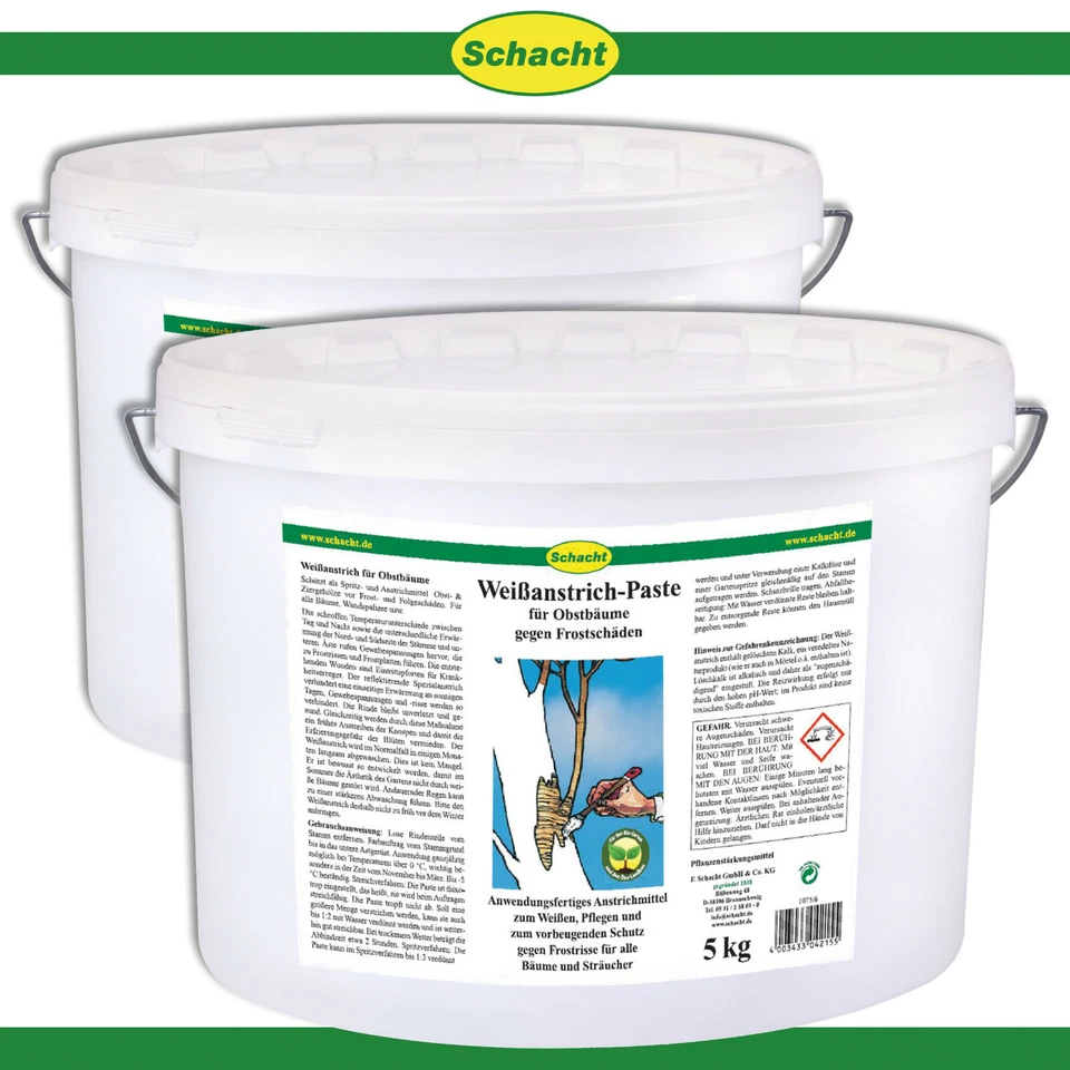 Schacht 2 x 5kg Weißanstrich-Paste Bäume Frostschutz Obstbaum Zierhölzer Garten