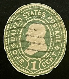 US Stamp Cut 1 Cent Benjamin Franklin Green 1800s - Picture 1 of 2
