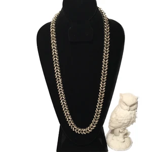 Giles and Brother Layered Rhinestone Necklace / Giles & Bro Chain Silver Tone - Picture 1 of 4