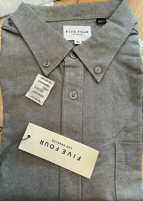 Camisa Five Four Los Angeles Para Hombre Talla XL Gris Algodón Mangas Largas Abotonada Nueva Con Etiquetas Foto 1 de 4