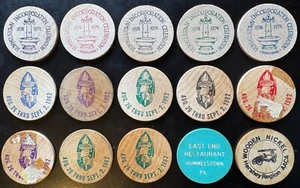 Hummelstown Pennsylvania Bicentennial 1962 & Incorporation Wooden Nickel Lot - Picture 1 of 2