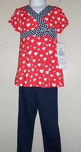 Rare Editions Girls Two (2) Piece Heart & Polka Dot Pant Set Red & Navy 6X NWT - Picture 1 of 3