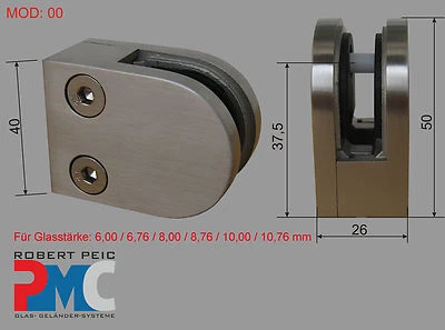 Edelstahl V2A Glashalter Anschluss flach Glasklemme Glass Clamp - Bild 1 von 2