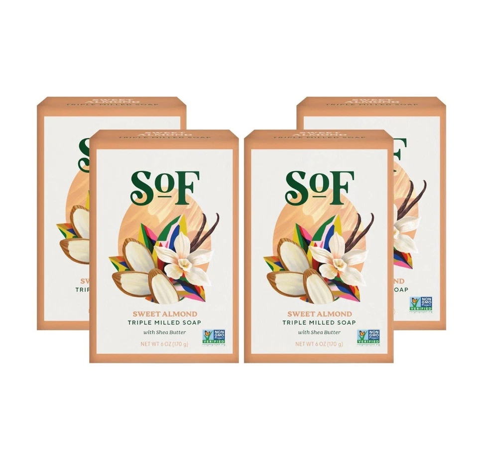 SOF Triple Milled Soap Bar Sweet Almond -- 6 oz   4 pack - Image 1 of 3