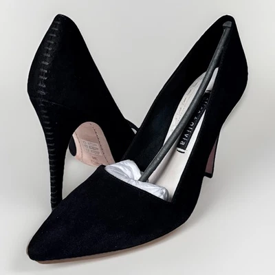 ALICE & OLIVIA Heels Womens 38 Dina Black Suede Stiletto 4” Cocktail Business - Image 1 of 4