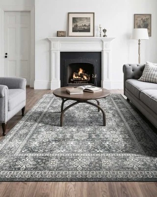 Uimoso 8 x 10ft Area Rug Floor Mat Carpet Washable Vintage Throw Rugs Anti Skid - Image 1 of 4