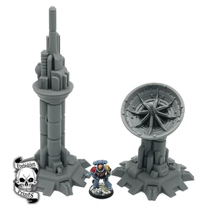 Grimdark Sci-Fi Satellite & Radio Tower Bundle Pack 28mm Wargaming Terrain - Picture 1 of 8