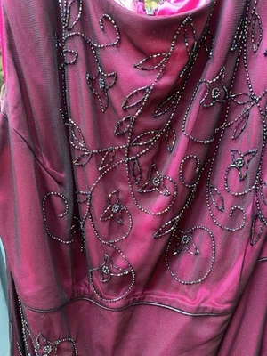 Burgundy Black Lace Evening Maxi Dress Beads Brilliante by JA Women's size 3x - image 1 of 4