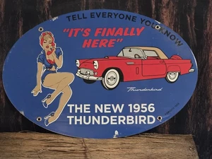 VINTAGE  1956 THUNDERBIRD PORCELAIN DEALERSHIP METAL SIGN 16.5" X 11". - Picture 1 of 5
