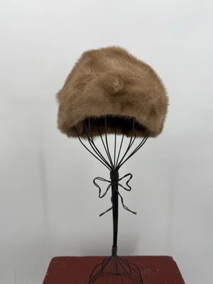 "Sombrero cosaco vintage de piel de visón marrón para mujer Boho Festival 22,5""" Foto 1 de 4