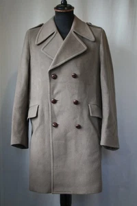 Vtg Dormie beige pure new wool over coat officer winter warm size large revival - Picture 1 of 17