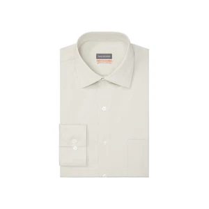 VAN HEUSEN Mens Regular fit Dress Shirt Medium 15-15.5 34-35 Beige Solid - Picture 1 of 1