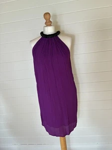 BIBA SIZE 10 PURPLE PARTY OCCASION DRESS SEQUINNED NECK GRECIAN - Picture 1 of 12