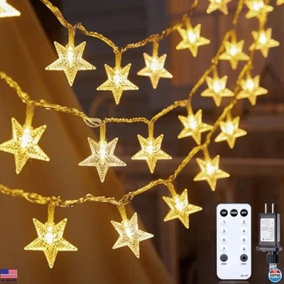 33ft 100 LED Star String Lights with Remote & Timer, Waterproof Warm White - Image 1 of 4
