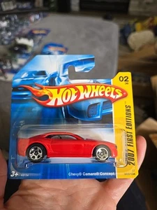2007 Hot Wheels #2 First Editions 2/36 CHEVY CAMARO CONCEPT Red wOH5Sp ShortCard - Picture 1 of 7