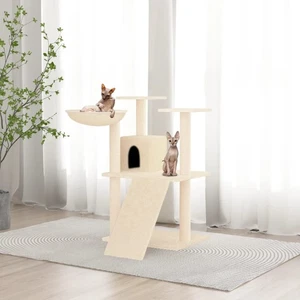 vidaXL Cat Tree 83cm – Cream Scratching Post Tower with Sisal, Activity Centre  - Picture 1 of 20