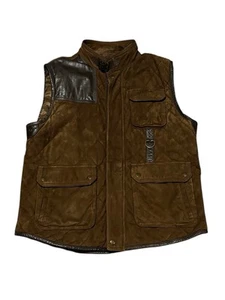 Daniel Cremieux Echtleder Weste Braun Wildleder Gesteppt Full Zip Robust Herren L - Bild 1 von 12