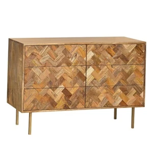 SOLID MANGO WOOD LIGHT BLOCK CHEST OF DRAWERS NEW INDIAN FURNITURE - Picture 1 of 4