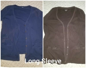 Lote de 2 suéter grande 100 % algodón azul manga larga Lands' End - Imagen 1 de 10