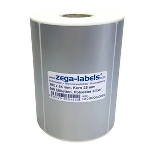Thermotransfer Etiketten Rolle 102x64mm PET Polyester Folie silber Typenschilder - Bild 1 von 1