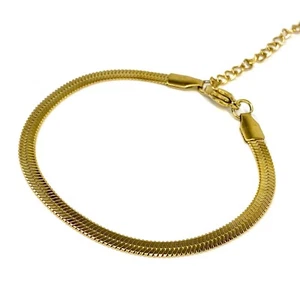 Modische elegante Schlangenkette Fischgrät Armband 18 Karat vergoldet Edelstahl - Bild 1 von 5