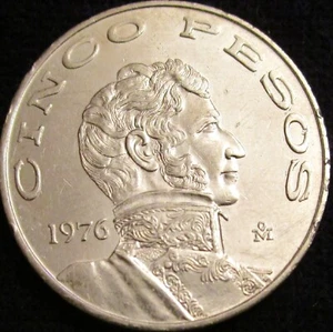 MEXICO, 5 PESOS 1976, VICENTE GUERRERO, SMALL DATE, ALMOST UNCIRCULATED. - Picture 1 of 2