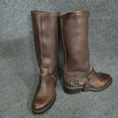 Boemos Boots Womens 38 Brown Leather Harness Belted Midcalf Riding - Image 1 of 4