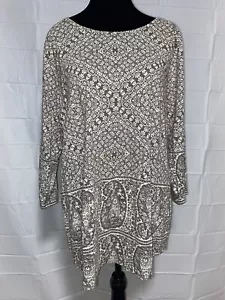 NWT Lucky Brand Womens Paisley Border Graphic Top Pullover Tunic Blouse - Picture 1 of 8