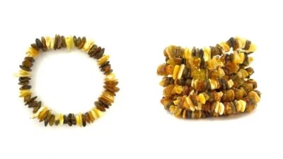 BALTIC AMBER BRACELETS Lot of 10 - Polished Chip Beads Bracelet Wholesale - Image 1 of 4