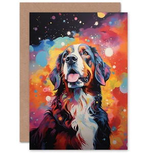 Bernhardiner Haustier Portrait Bunt Geburtstagskarte - Bild 1 von 4