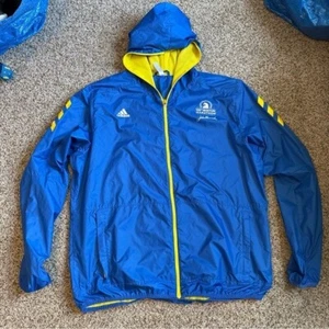 adidas boston marathon mens xl jacket blue 2021 125th volunteer zip up hooded - Picture 1 of 7