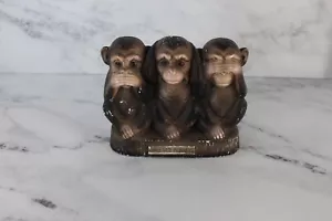 Vintage Three Wise Monkeys Hear, See, Speak No Evil Coin Bank Piggy Bank - Picture 1 of 4