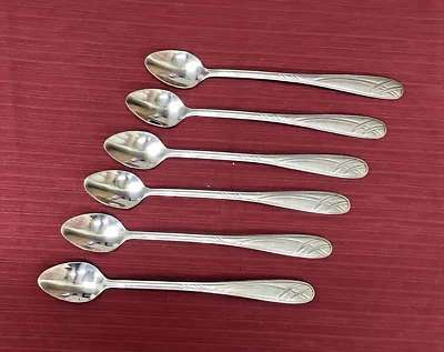 Juego de 6 cucharas de té altas/heladas de acero inoxidable Pfaltzgraff “Hoopla Frost” Foto 1 de 4