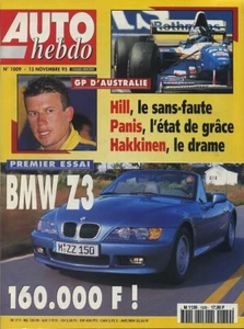 AUTO HEBDO n°1009 15/11/1995 GP AUSTRALIE BMW Z3 BPR ZHUHAI ANDY WALLACE - Imagen 1 de 1