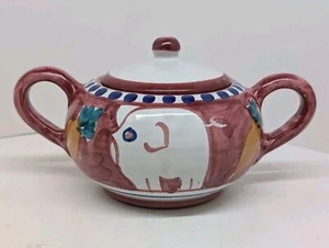 Solimene Vietri Pig & carrot Sugar Creamer Bowl double handle Made in Italy - Picture 1 of 8