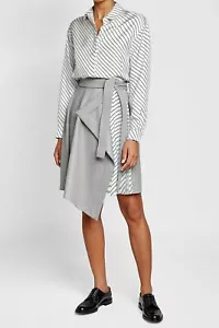 CARVEN grey wool pleated belt skirt - Picture 1 of 5