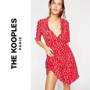 The Kooples Seiden-Wickelkleid gepunktet – hellrot Größe 2 US Small 340 $ - Bild 1 von 12