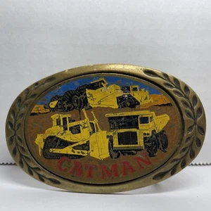Hebilla de cinturón vintage de latón macizo CATMAN, hebillas Heritage construcción rara - Imagen 1 de 5