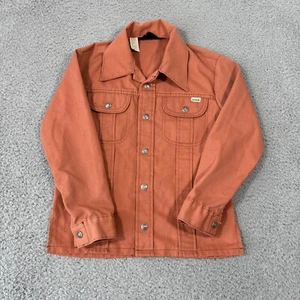 VINTAGE Sears Sears Toughskins Jacket Boys 10 Red Trucker 70s Snap Up Kids Size? - Picture 1 of 8