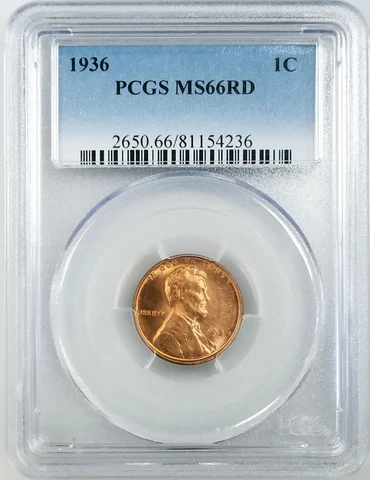 1936 Lincoln Cent certified MS 66 RD by PCGS! Cover