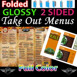 10000 MENU 8.5""X14"" A TODO COLOR 2 CARAS 100 LB BRILLANTE ACUOSO RECUBIERTO MENÚS PLEGADOS - Imagen 1 de 1