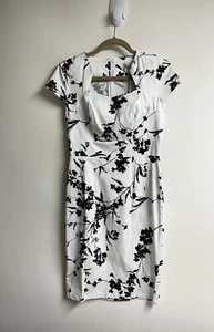 Abito donna Grace Karin S bianco/nero floreale manica corta cocktail tubino nuovo con etichetta - Foto 1 di 9