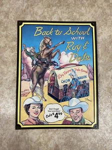 Vtg 1991 Back To School Roy Rogers & Dale Evans Lunchbox Ad Metal Sign 16”x12 JS - Picture 1 of 11