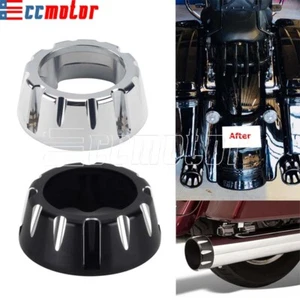 BLACK/CHROME 4" Billet End Tip Cap for Harley Choppers Slip On Exhaust Mufflers - Picture 1 of 12