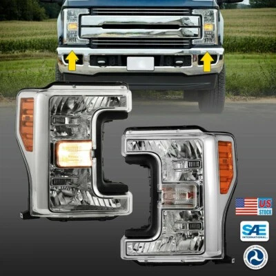 Faros cromados transparentes para Ford f250 F350 F450 F550 Super Duty 2017 2018 2019 Foto 1 de 4