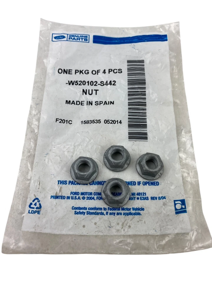 Paquete de 4 tuercas de bloqueo de columna de dirección originales Ford OEM W520102-S442 Foto 1 de 4