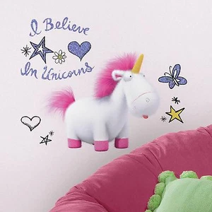 DESPICABLE ME 3 I BELIEVE IN UNICORNS WANDTATTOOS Agnes das Einhorn Aufkleber NEU - Bild 1 von 3