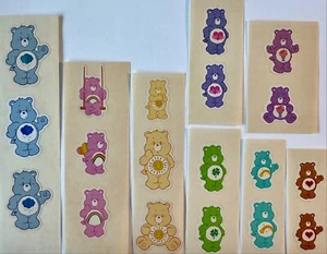 Vintage Care Bears 1990s Stickers GOOD LUCK WISH FUNSHINE CHEER TENDER HEART VTG - Picture 1 of 5