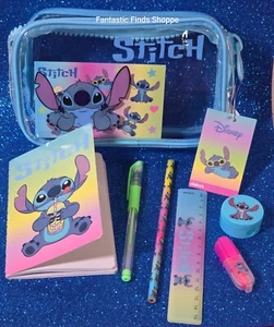 Disney Stitch Stationery Set Ruler Pencil Sharpener Pen Highlighter Pencil Pouch - Picture 1 of 3