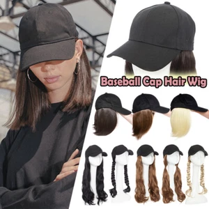 170g Baseball Cap Hat with Hair Brown Short Straight Hair Fake Wig Cap Hat 6inch - Picture 1 of 62